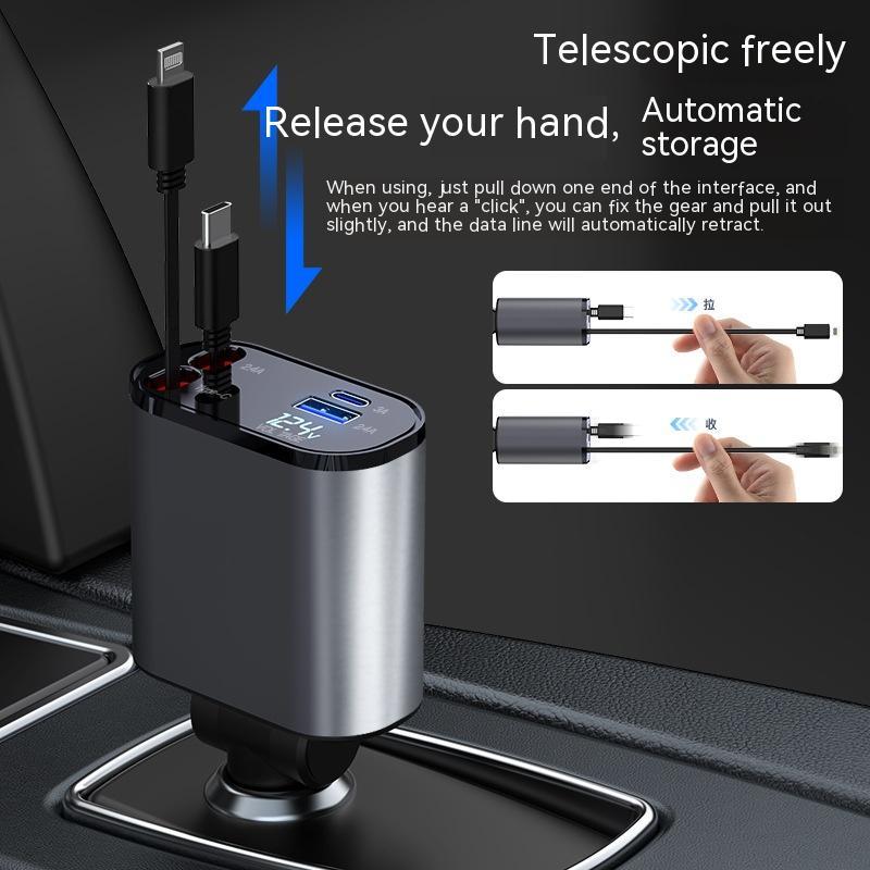 Metal 100W Super Fast Car Charger – USB & Type-C Cigarette Lighter Adapter for Rapid Charging