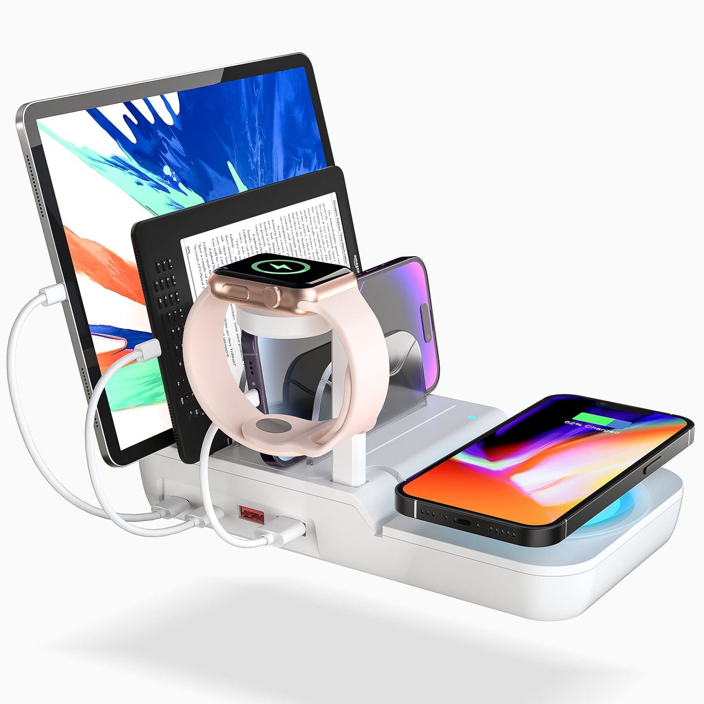 70W 5-in-1 Fast Charging Station – Multi-Device Dock with 10W Wireless Charger