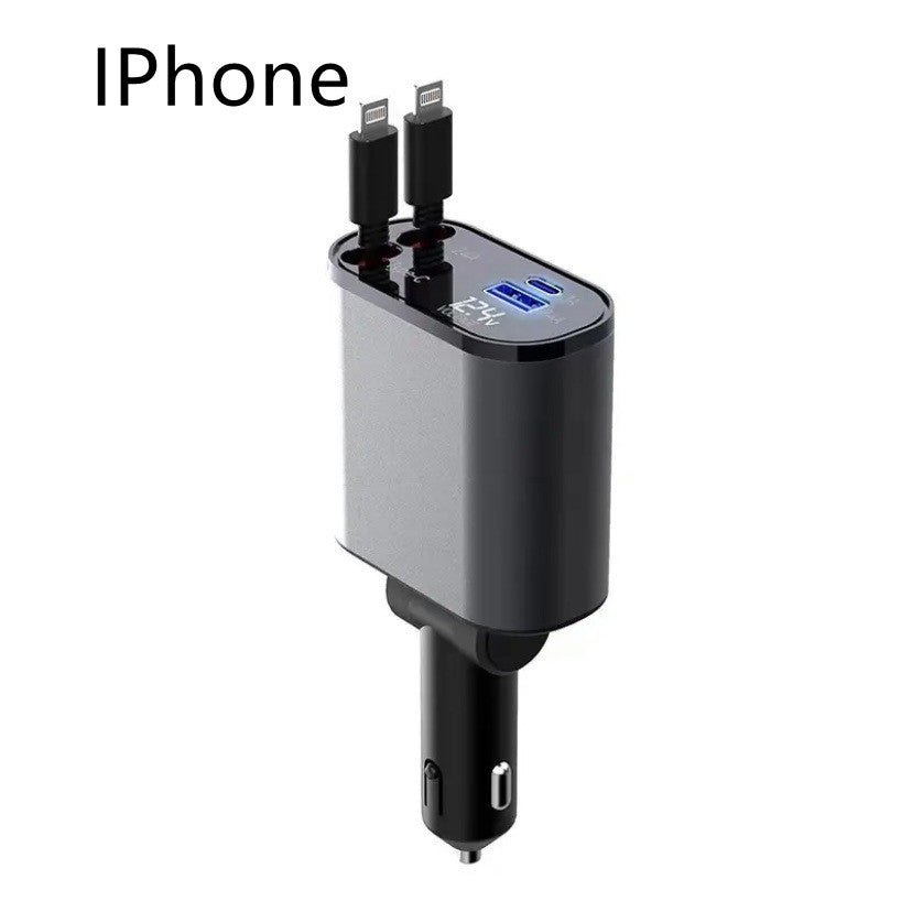 Metal 100W Super Fast Car Charger – USB & Type-C Cigarette Lighter Adapter for Rapid Charging