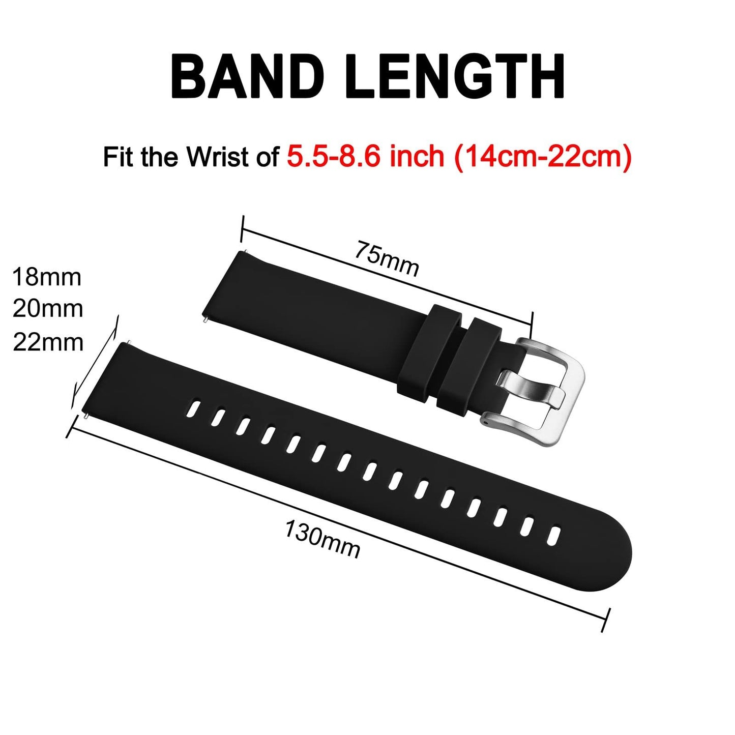 22mm Silicone Smartwatch Bands | Slim, Quick-Release Watch Straps