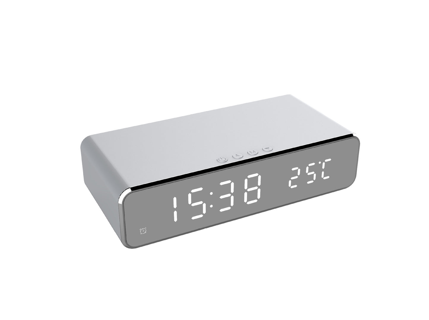LED Digital Alarm Clock with Wireless Charger, HD Mirror Display, Temperature Thermometer, Desktop Table Decor, Modern Watch Style
