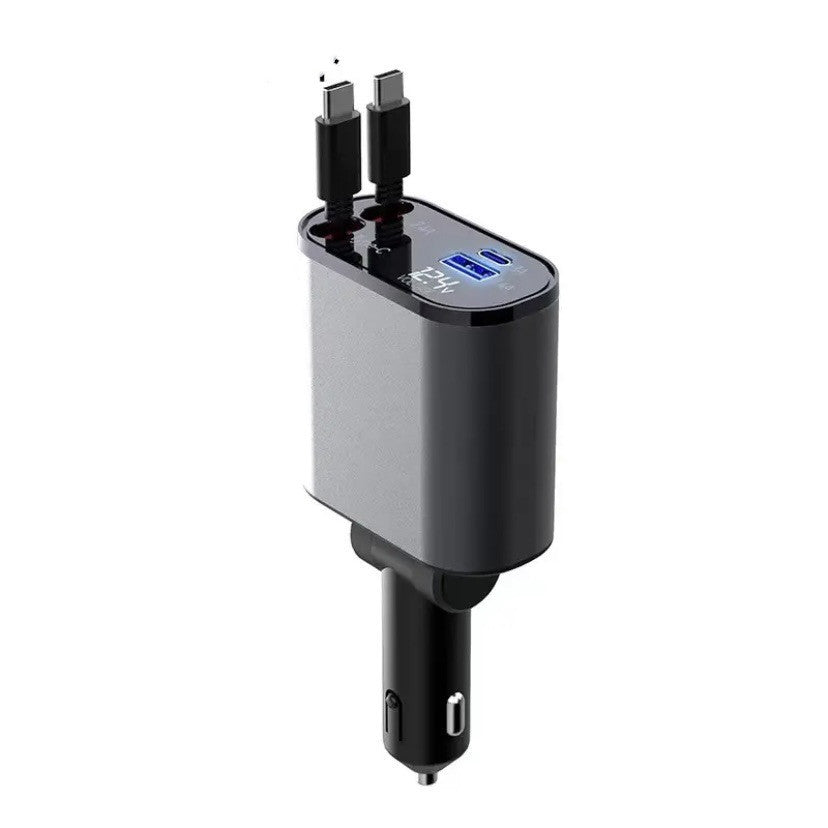 Metal 100W Super Fast Car Charger – USB & Type-C Cigarette Lighter Adapter for Rapid Charging