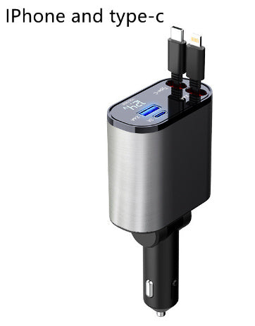 Metal 100W Super Fast Car Charger – USB & Type-C Cigarette Lighter Adapter for Rapid Charging