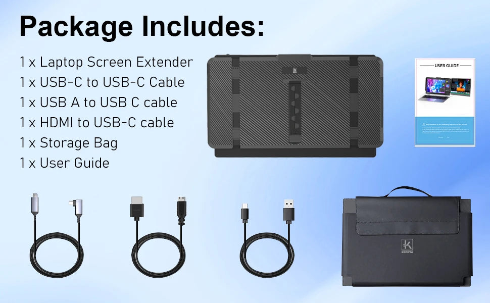 14" S1 Laptop Screen Extender – Dual 1080P FHD, 13"-17.3" Laptops, Plug & Play, USB-C