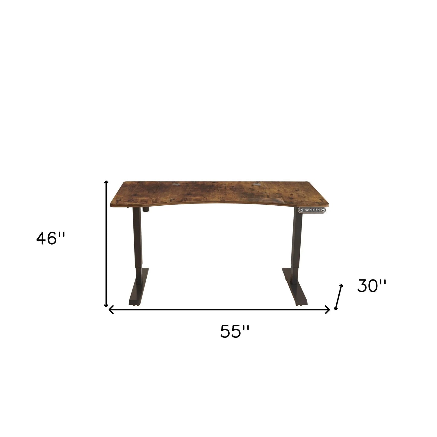 HMS 55 Ergonomic Adjustable Computer Desk – Brown/Black Stylish Office Workspace