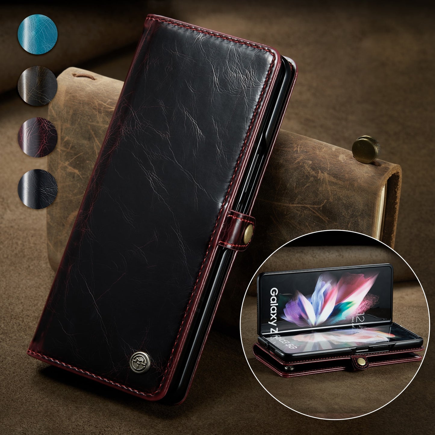 Samsung Galaxy Z Fold3 5G Fold 3 Retro Purse Leather Case
