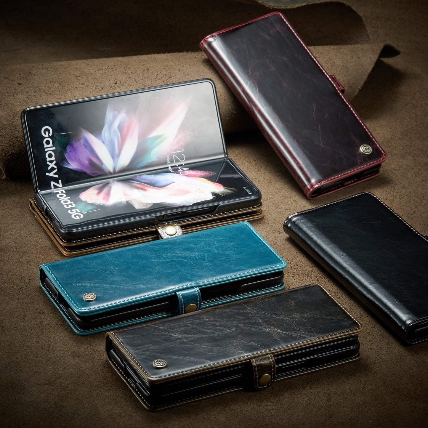 Samsung Galaxy Z Fold3 5G Fold 3 Retro Purse Leather Case