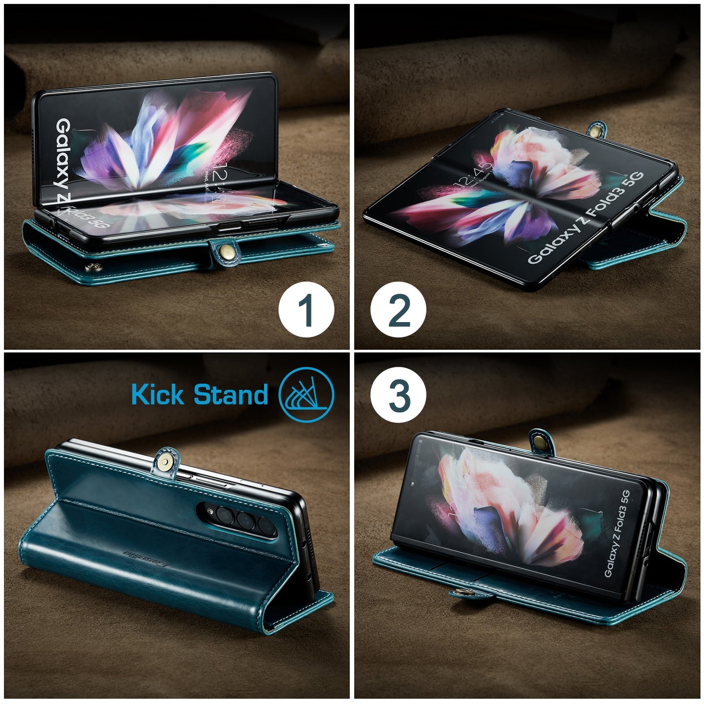 Samsung Galaxy Z Fold3 5G Fold 3 Retro Purse Leather Case