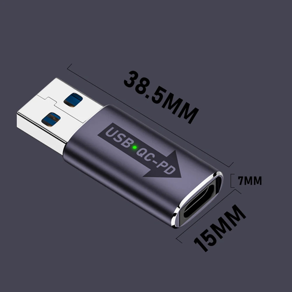 QC 4.0 USB 3.1 to PD Type-C Adapter – USB A to USB C Charger Converter, 10Gbps, 5V 3A for Laptop