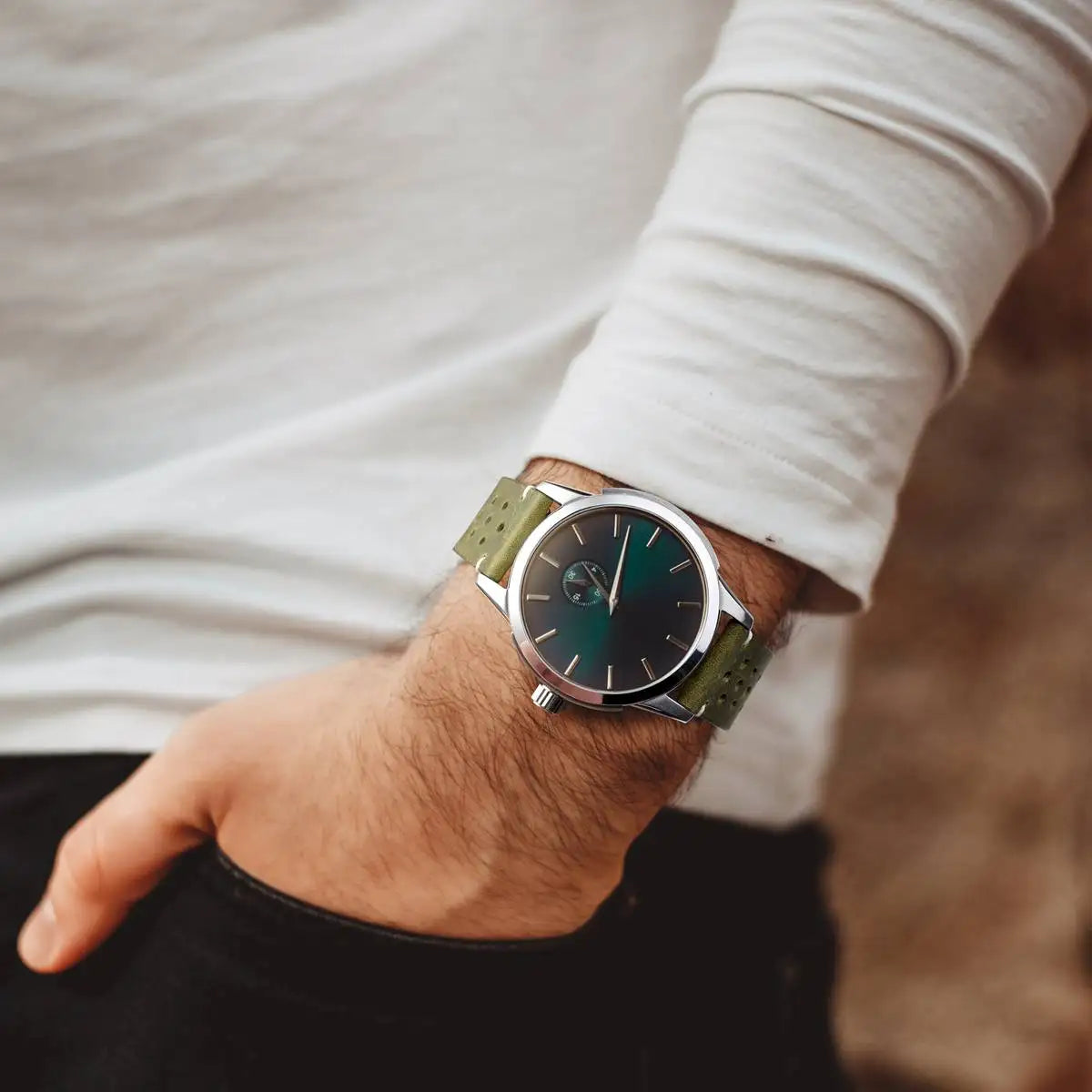 Genuine Leather Watch Bands – 18mm/20mm/22mm Quick Release Vintage Strap for Men & Women, Green/Black/Brown/Blue