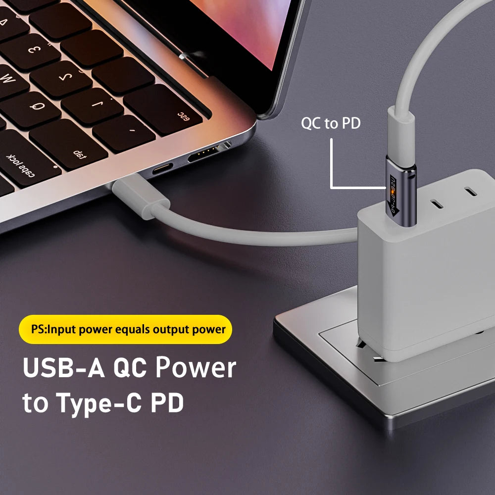 QC 4.0 USB 3.1 to PD Type-C Adapter – USB A to USB C Charger Converter, 10Gbps, 5V 3A for Laptop