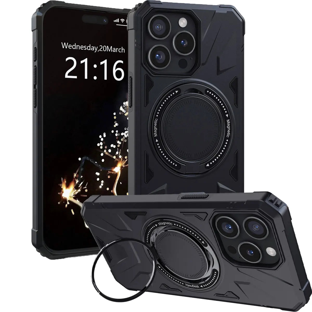 Black iPhone 14 Series Case – Shockproof Heavy Duty Hybrid Cover