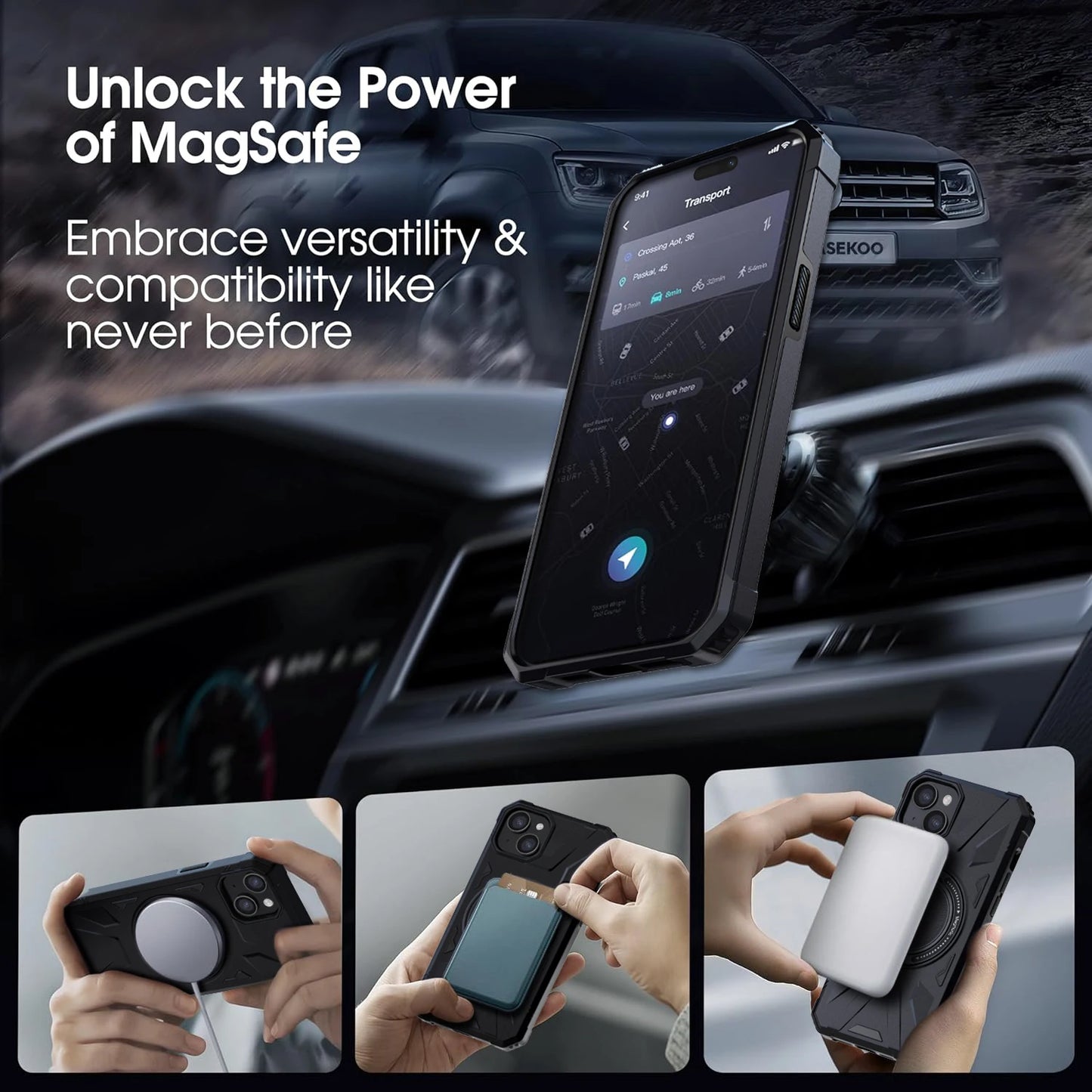 Black iPhone 14 Series Case – Shockproof Heavy Duty Hybrid Cover