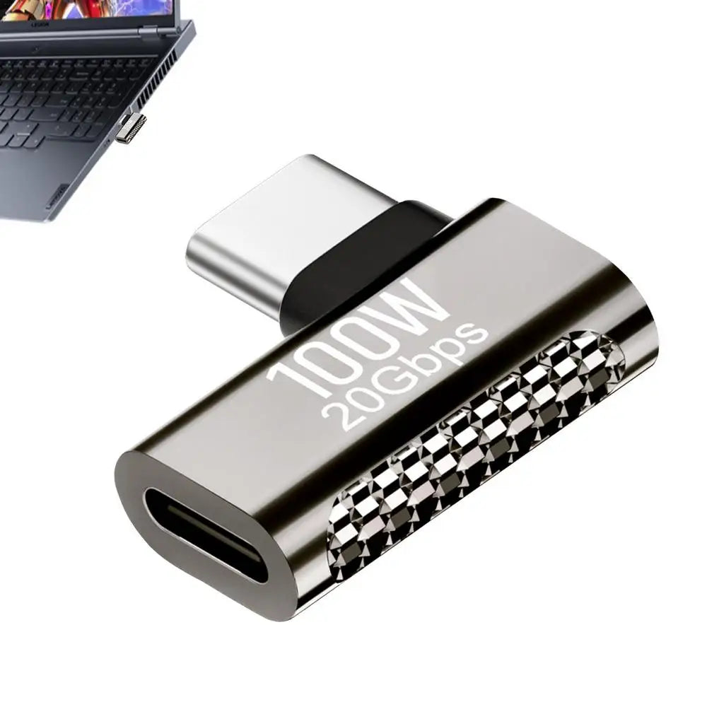 USB-C Straight Angle Adapter Type C Female to Male 20Gbps Fast Data & Charging Converter