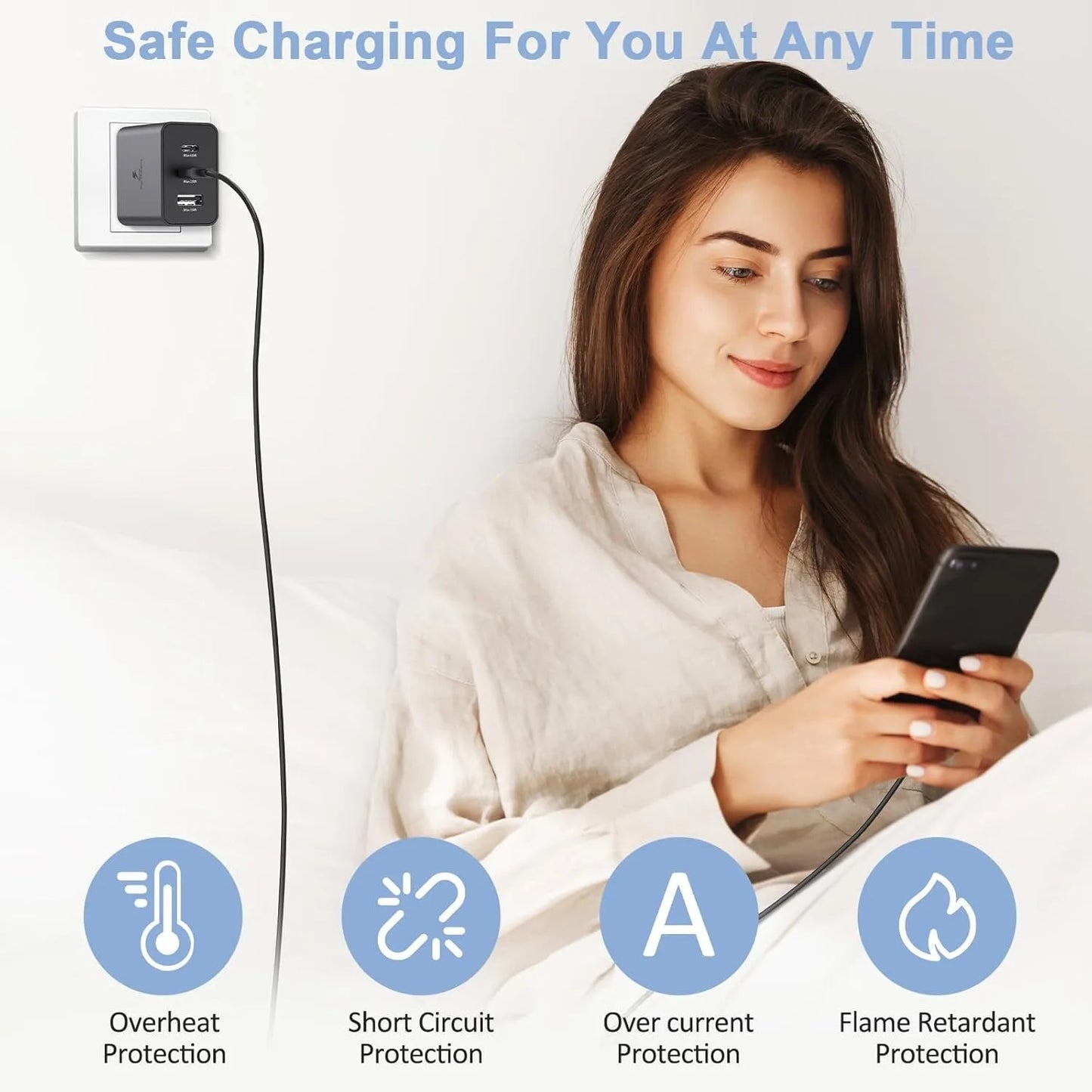 3-Port 65W USB-C Wall Charger – Samsung Galaxy S/Note Series + Laptops Compatible