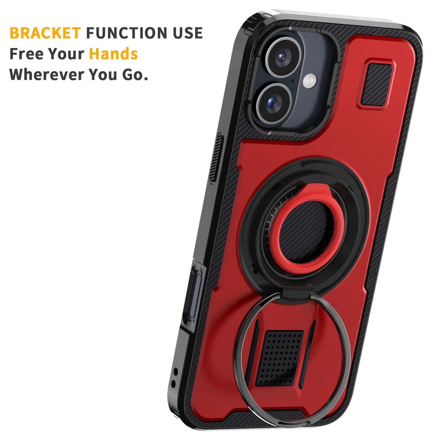 Red Hybrid Shockproof Phone Case for iPhone 16 / 16 Plus / 16 Pro / 16 Pro Max