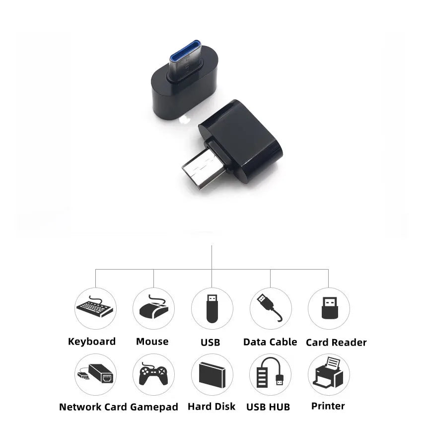 Universal Micro USB / Type-C to USB 2.0 OTG Adapter – 1/2/5 Pack for Phones, Tablets, PCs, OTG Converter Connector
