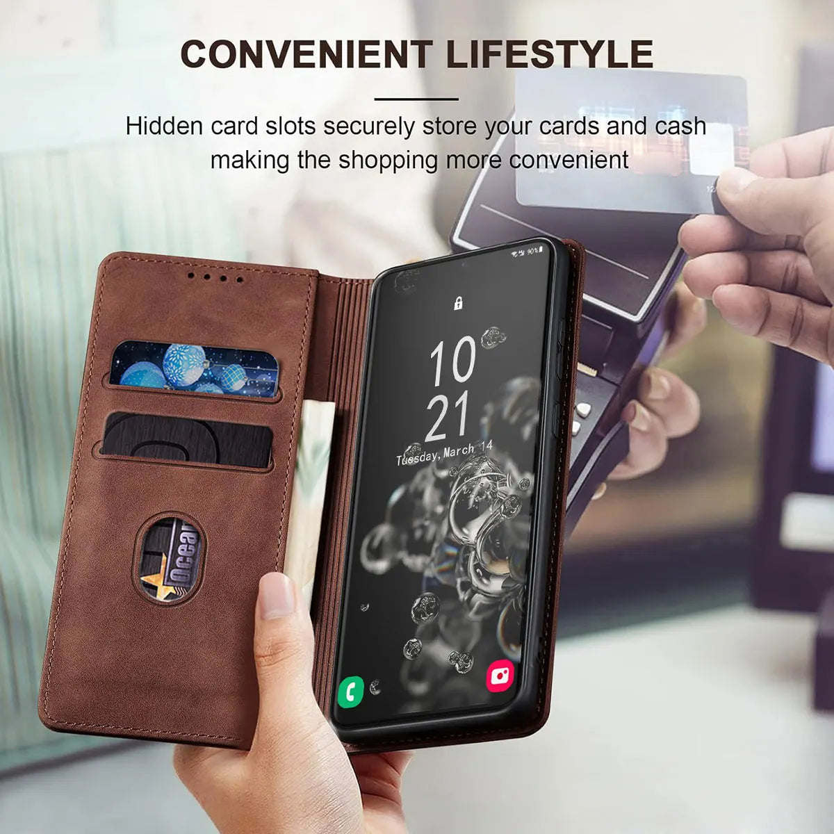 Dark Brown Samsung Galaxy S20 Leather Flip Case