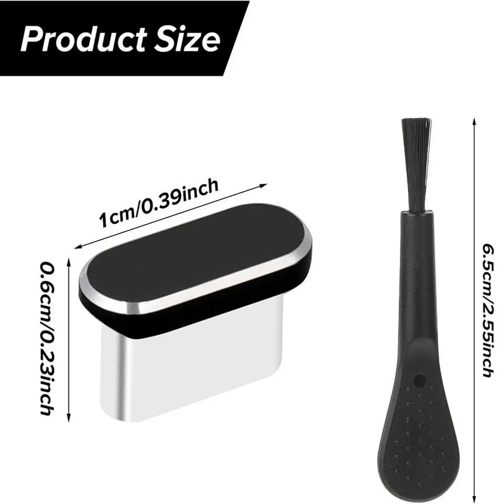 4Pcs USB-C Dust Plugs with Cleaning Brush – Anti-Dust Charging Port Cover Caps for Android Smartphones