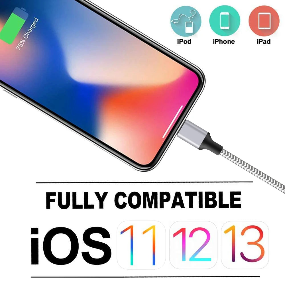 3-Pack Nylon Braided Type C Fast Charging Cables | MFi Certified, 3ft/6ft/10ft
