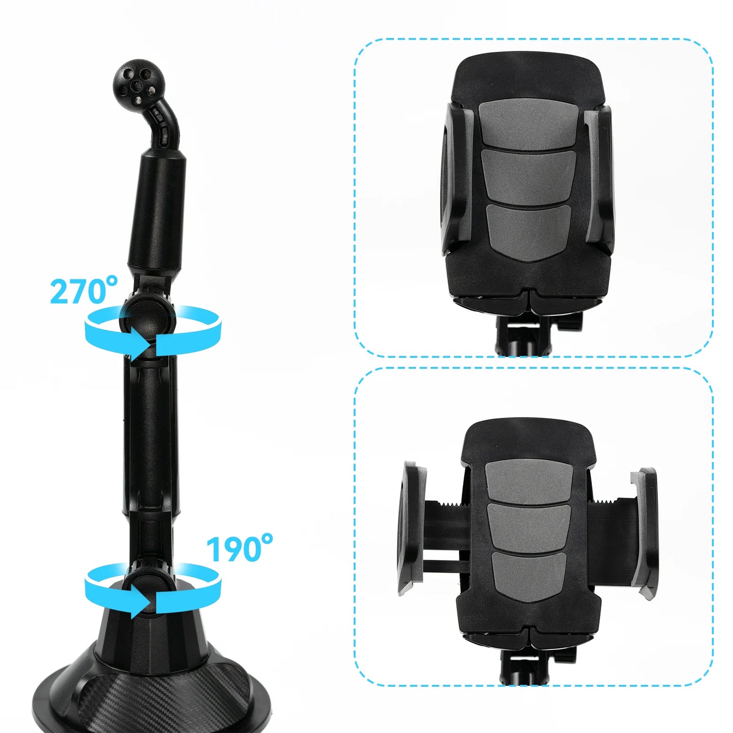 Universal 360° Car Phone & Cup Holder Stand – Support for Smartphones, Bottles, Long Mount, In-Car Mobile Bracket Accessories
