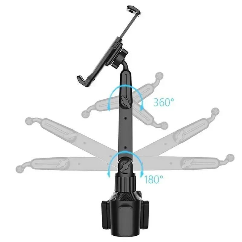 New Car Tablet & Smartphone Cup Holder Mount – 360° Adjustable, 270° Tilt, Triangular Base, RAM Mount Tablet Holder