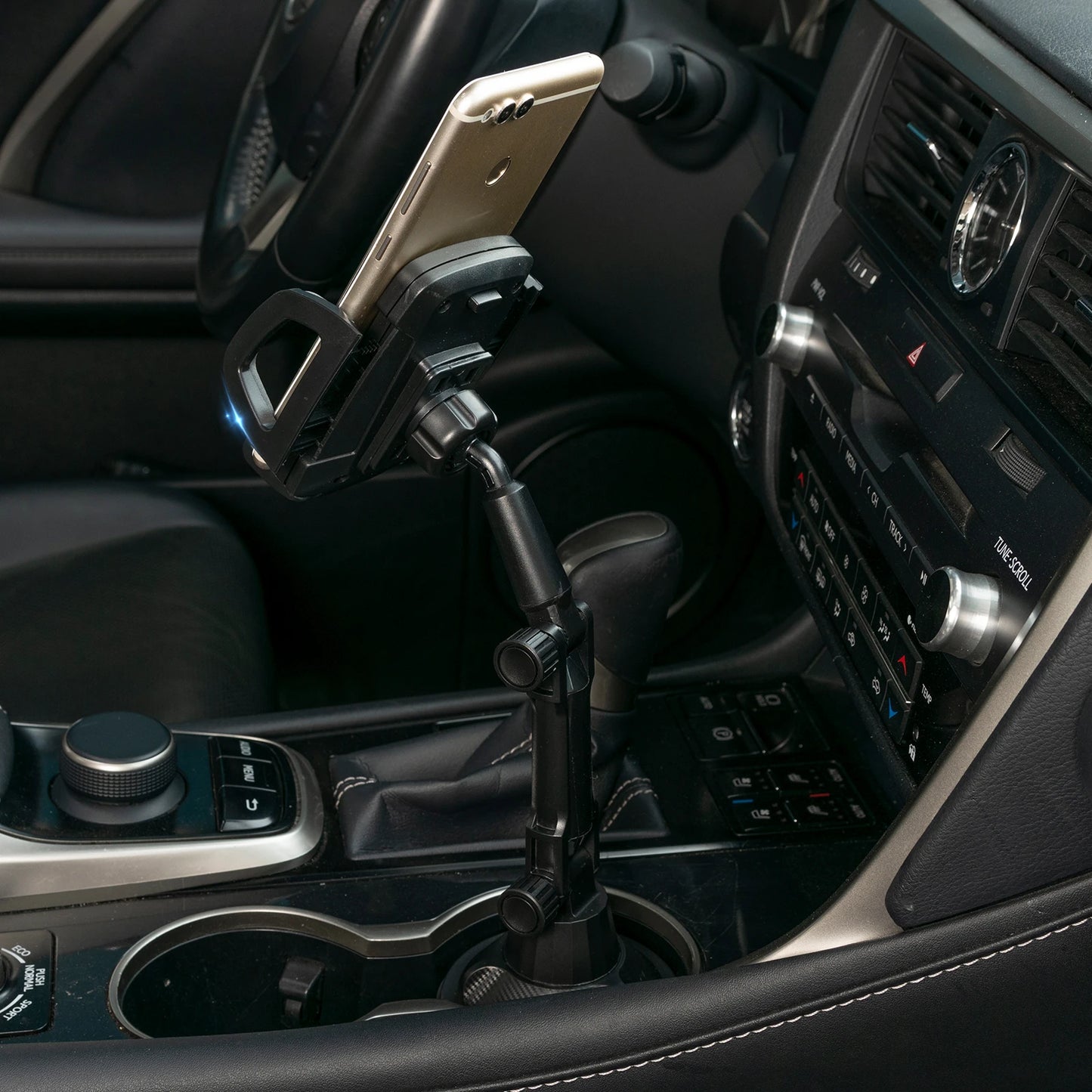 Universal 360° Car Phone & Cup Holder Stand – Support for Smartphones, Bottles, Long Mount, In-Car Mobile Bracket Accessories
