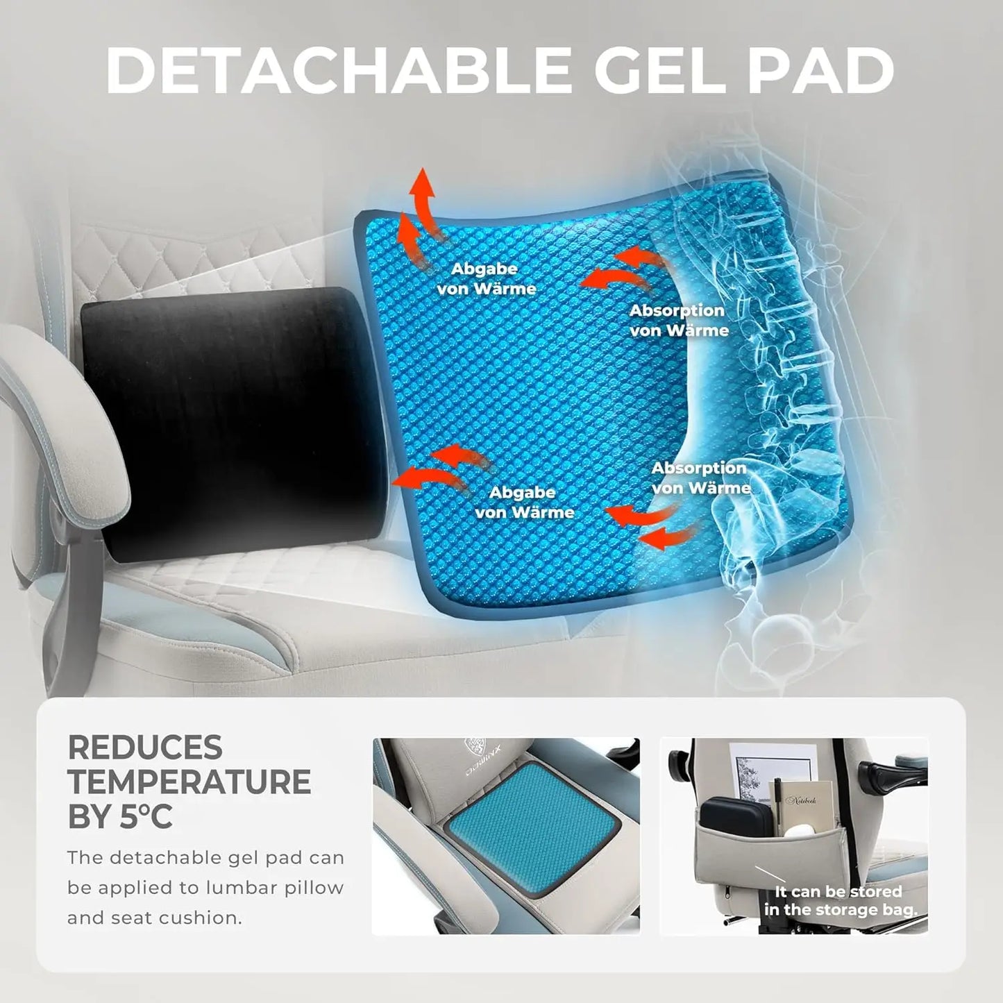 Grey Gaming Chair – Breathable Fabric Office Chair