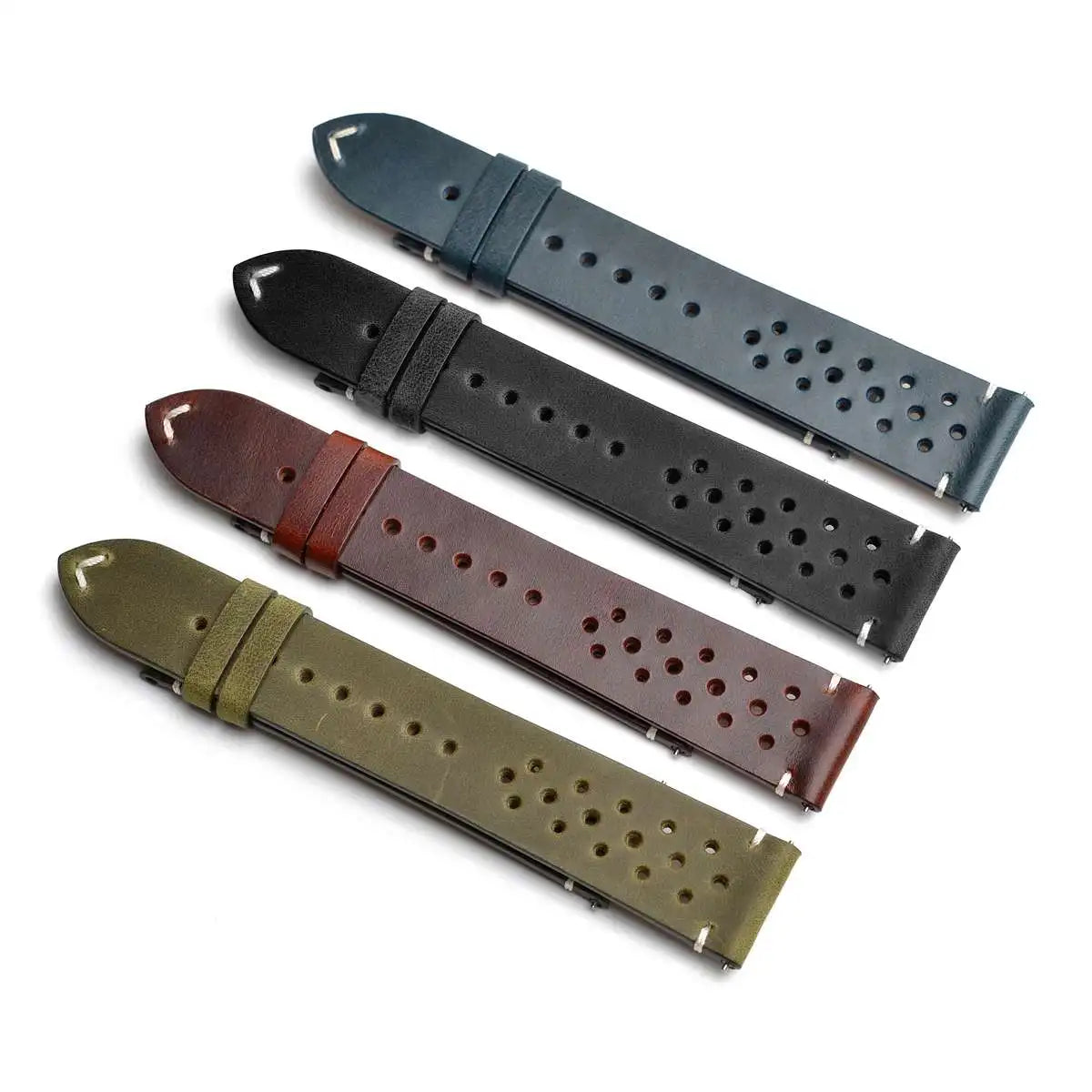 Genuine Leather Watch Bands – 18mm/20mm/22mm Quick Release Vintage Strap for Men & Women, Green/Black/Brown/Blue