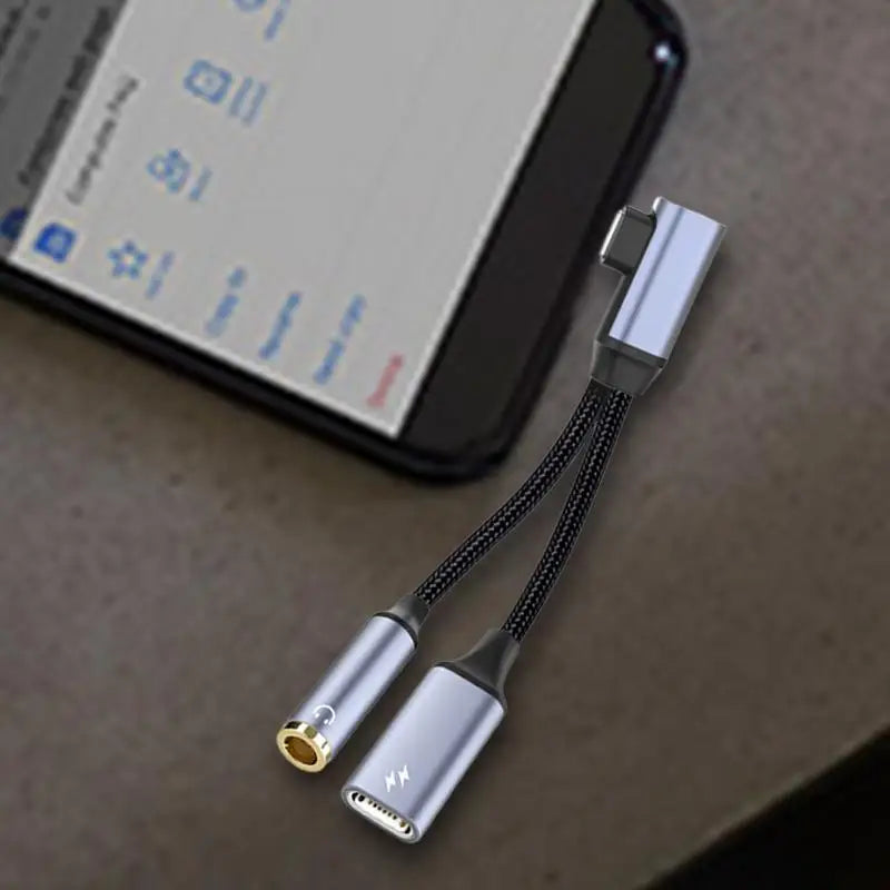 OTG 2-in-1 USB-C Splitter & Dual Headphone Jack Adapter – PD Fast Charging for Samsung, Huawei, iPhone, Xiaomi