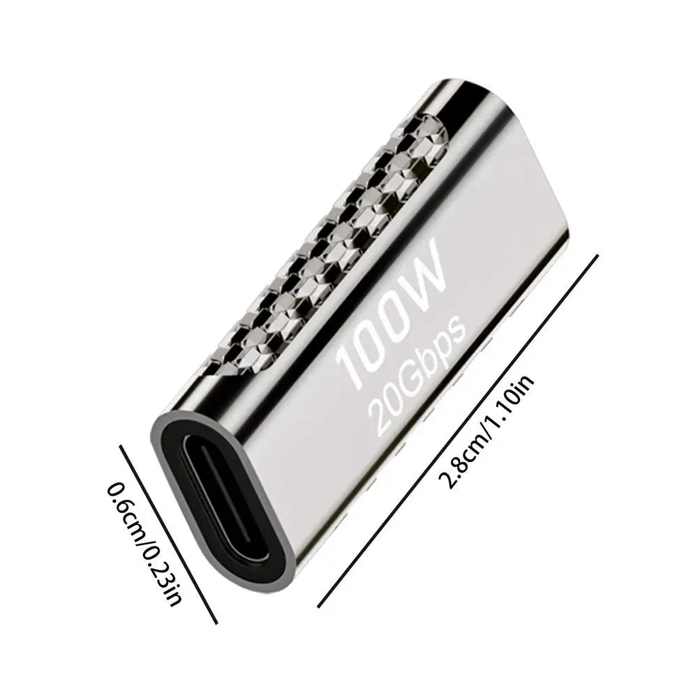 USB-C Straight Angle Adapter Type C Female to Male 20Gbps Fast Data & Charging Converter