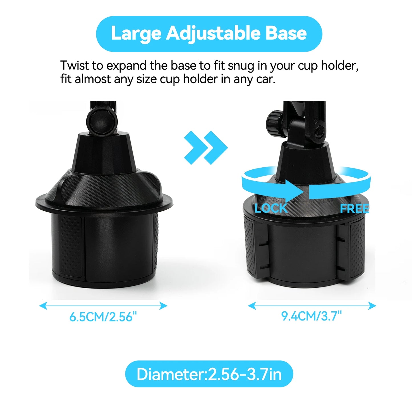 Universal 360° Car Phone & Cup Holder Stand – Support for Smartphones, Bottles, Long Mount, In-Car Mobile Bracket Accessories