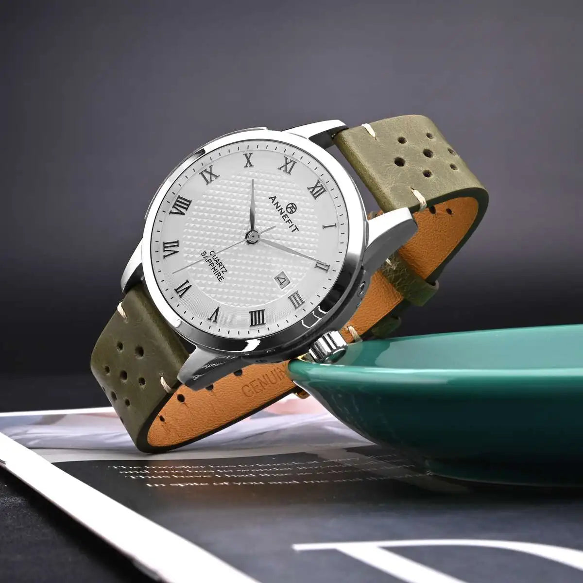 Genuine Leather Watch Bands – 18mm/20mm/22mm Quick Release Vintage Strap for Men & Women, Green/Black/Brown/Blue