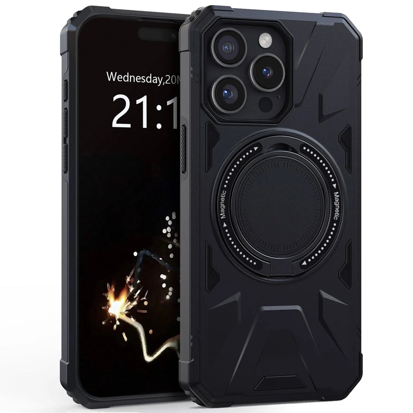 Black iPhone 14 Series Case – Shockproof Heavy Duty Hybrid Cover