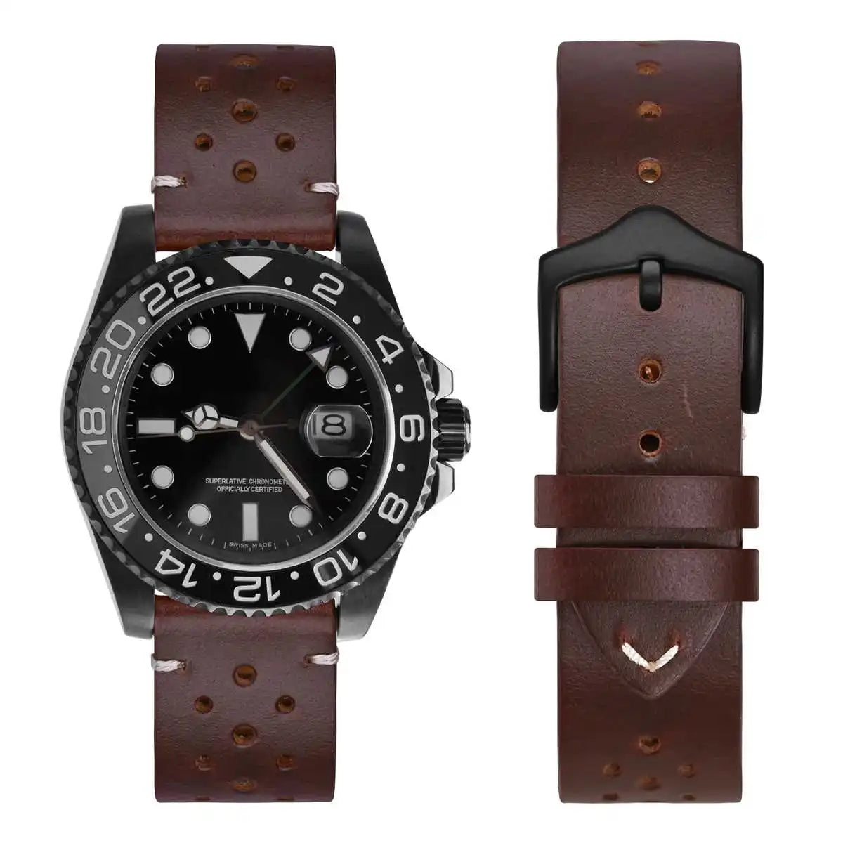 Genuine Leather Watch Bands – 18mm/20mm/22mm Quick Release Vintage Strap for Men & Women, Green/Black/Brown/Blue