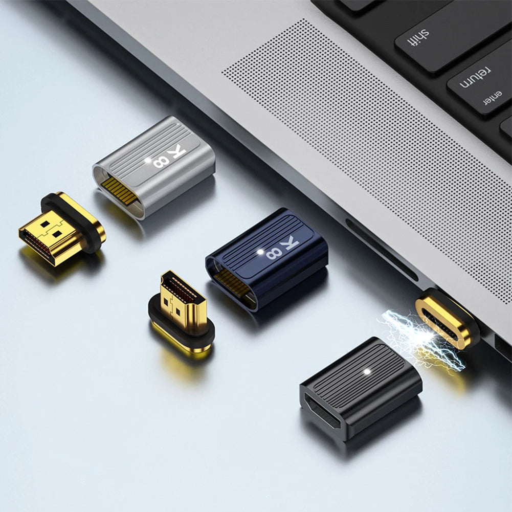 8K@60Hz HDMI-Compatible Magnetic Extension Adapter – 48Gbps Fast Charging & Data Converter, Male to Female