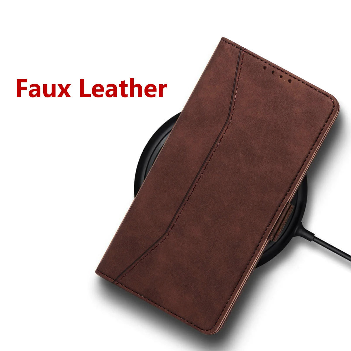 Brown Leather Flip Wallet Case for Samsung Galaxy A14 4G / 5G – Rugged Magnetic