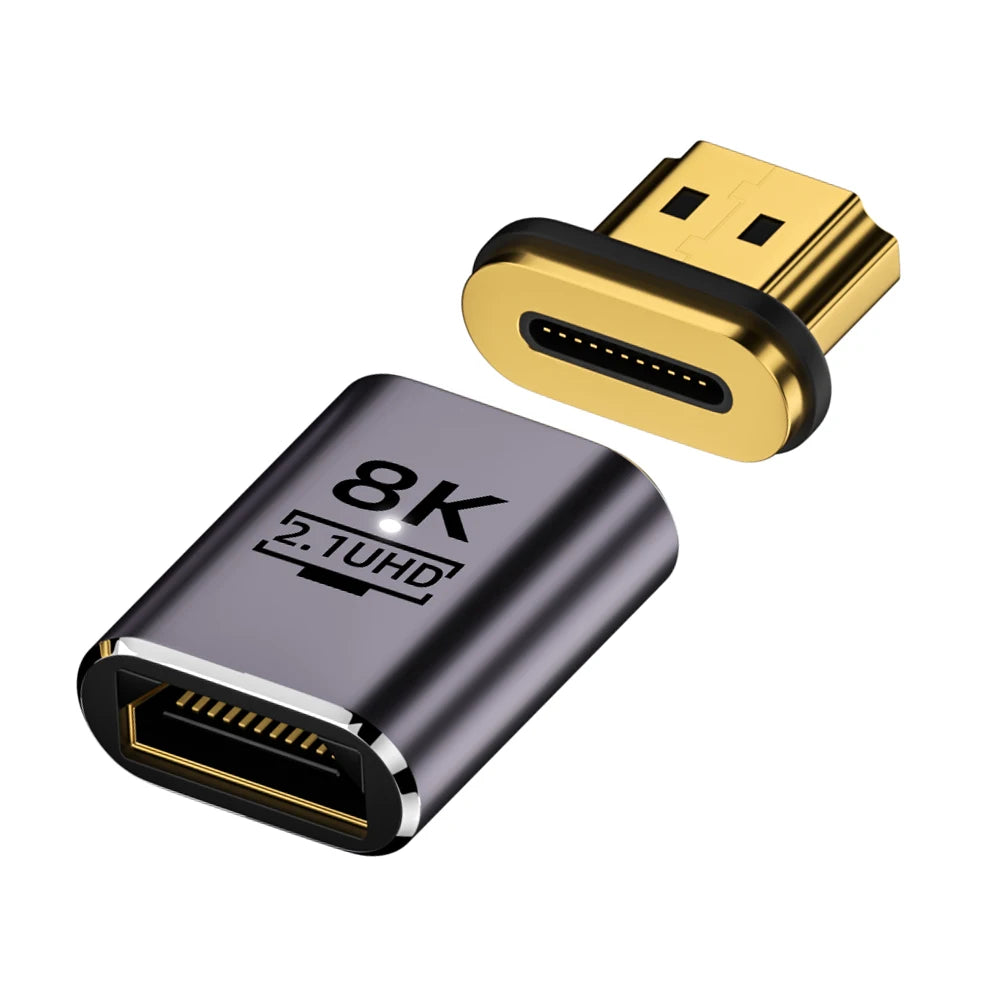 8K@60Hz HDMI-Compatible Magnetic Extension Adapter – 48Gbps Fast Charging & Data Converter, Male to Female