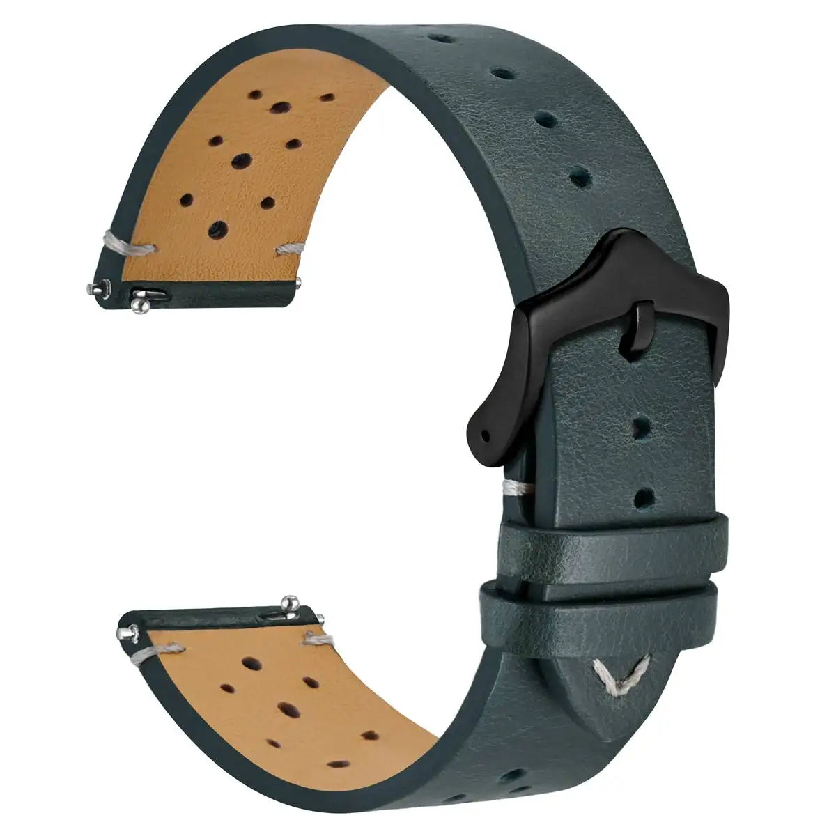 Genuine Leather Watch Bands – 18mm/20mm/22mm Quick Release Vintage Strap for Men & Women, Green/Black/Brown/Blue