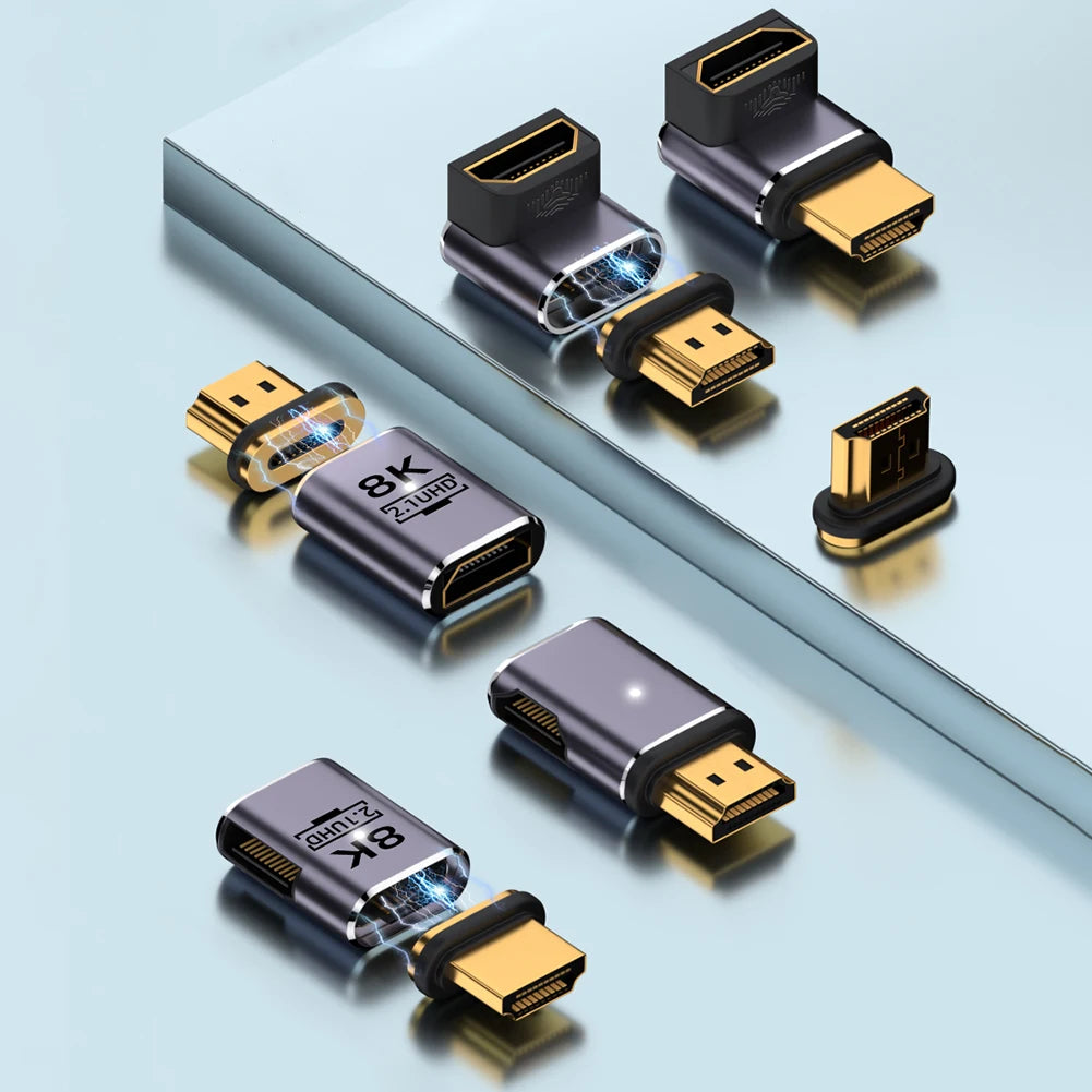 8K@60Hz HDMI-Compatible Magnetic Extension Adapter – 48Gbps Fast Charging & Data Converter, Male to Female