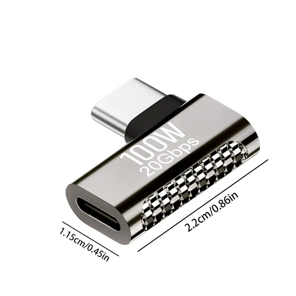 USB-C Straight Angle Adapter Type C Female to Male 20Gbps Fast Data & Charging Converter