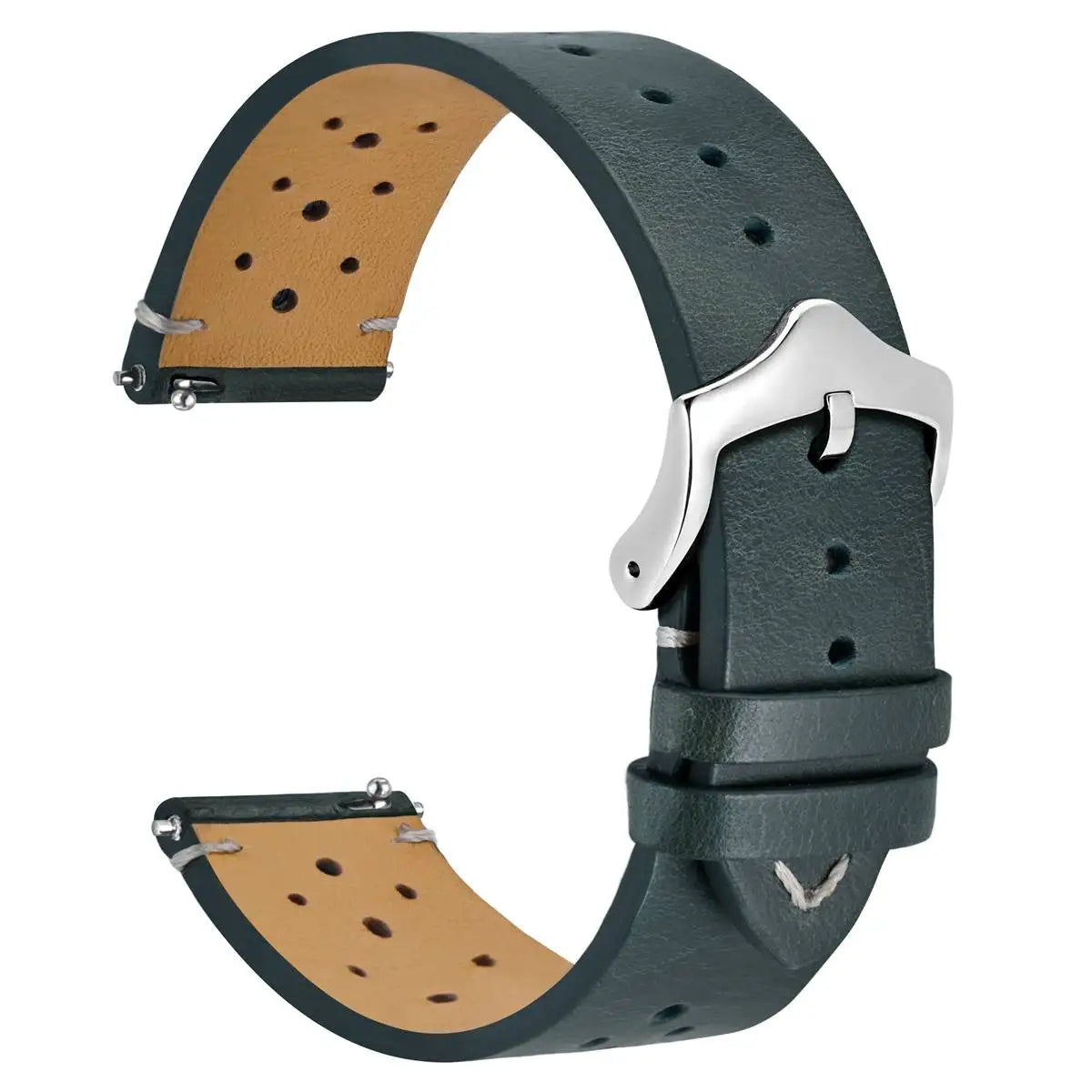 Genuine Leather Watch Bands – 18mm/20mm/22mm Quick Release Vintage Strap for Men & Women, Green/Black/Brown/Blue