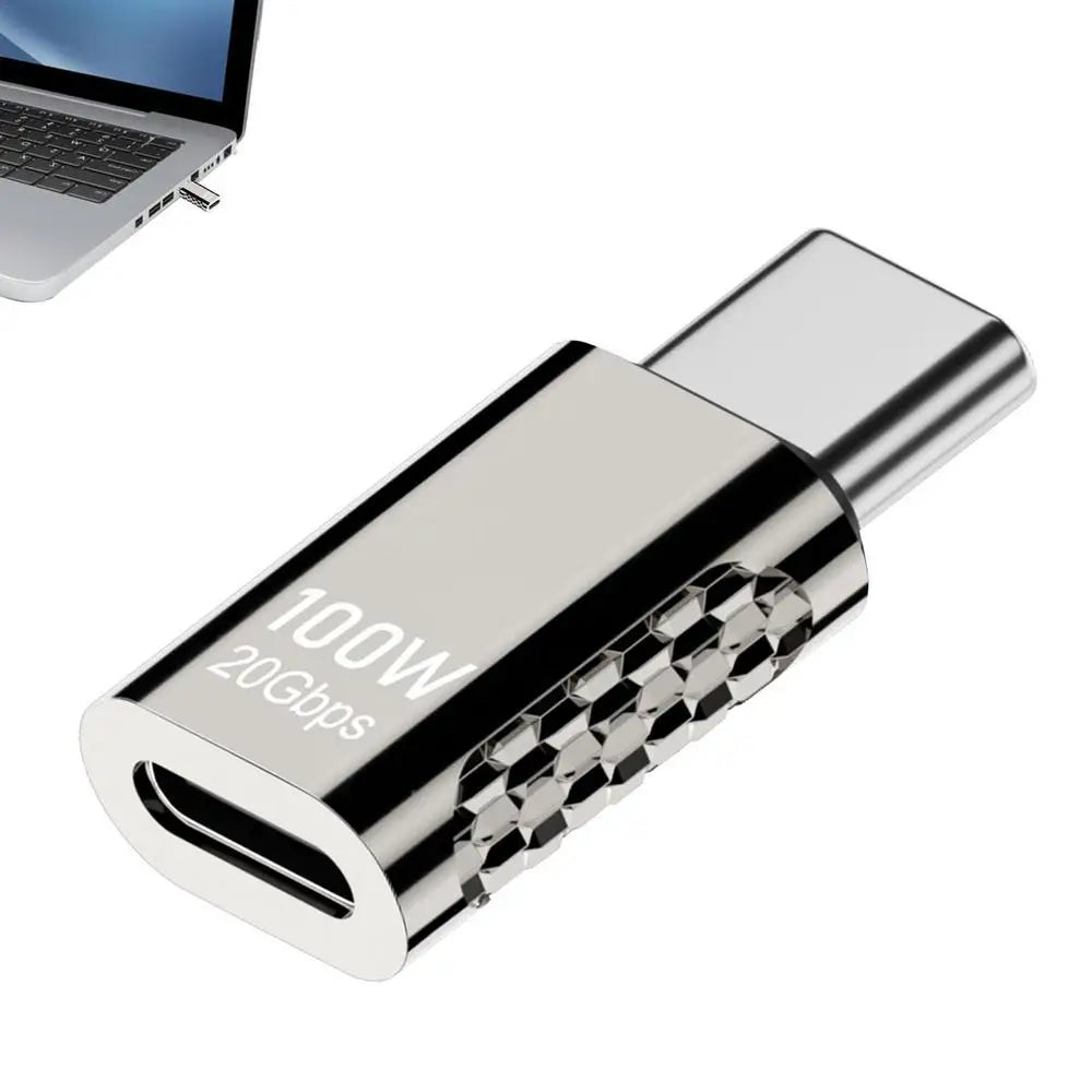 USB-C Straight Angle Adapter Type C Female to Male 20Gbps Fast Data & Charging Converter