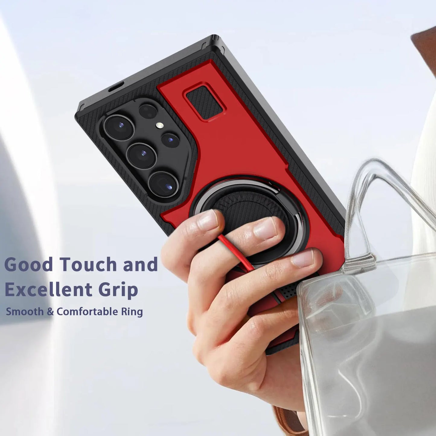 Red Samsung Galaxy S24 Ultra 5G Ring Slim Case