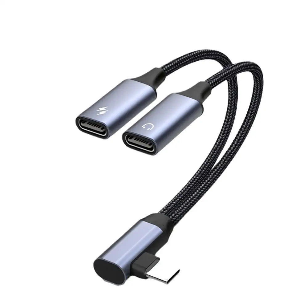 OTG 2-in-1 USB-C Splitter & Dual Headphone Jack Adapter – PD Fast Charging for Samsung, Huawei, iPhone, Xiaomi