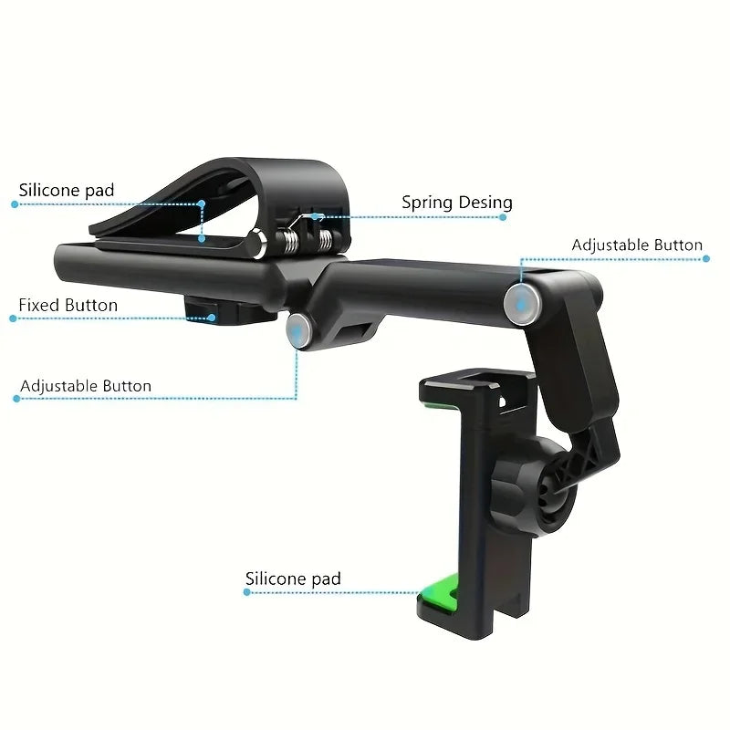1pc 360° Rearview Mirror Car Phone Holder (4.0–6.1")