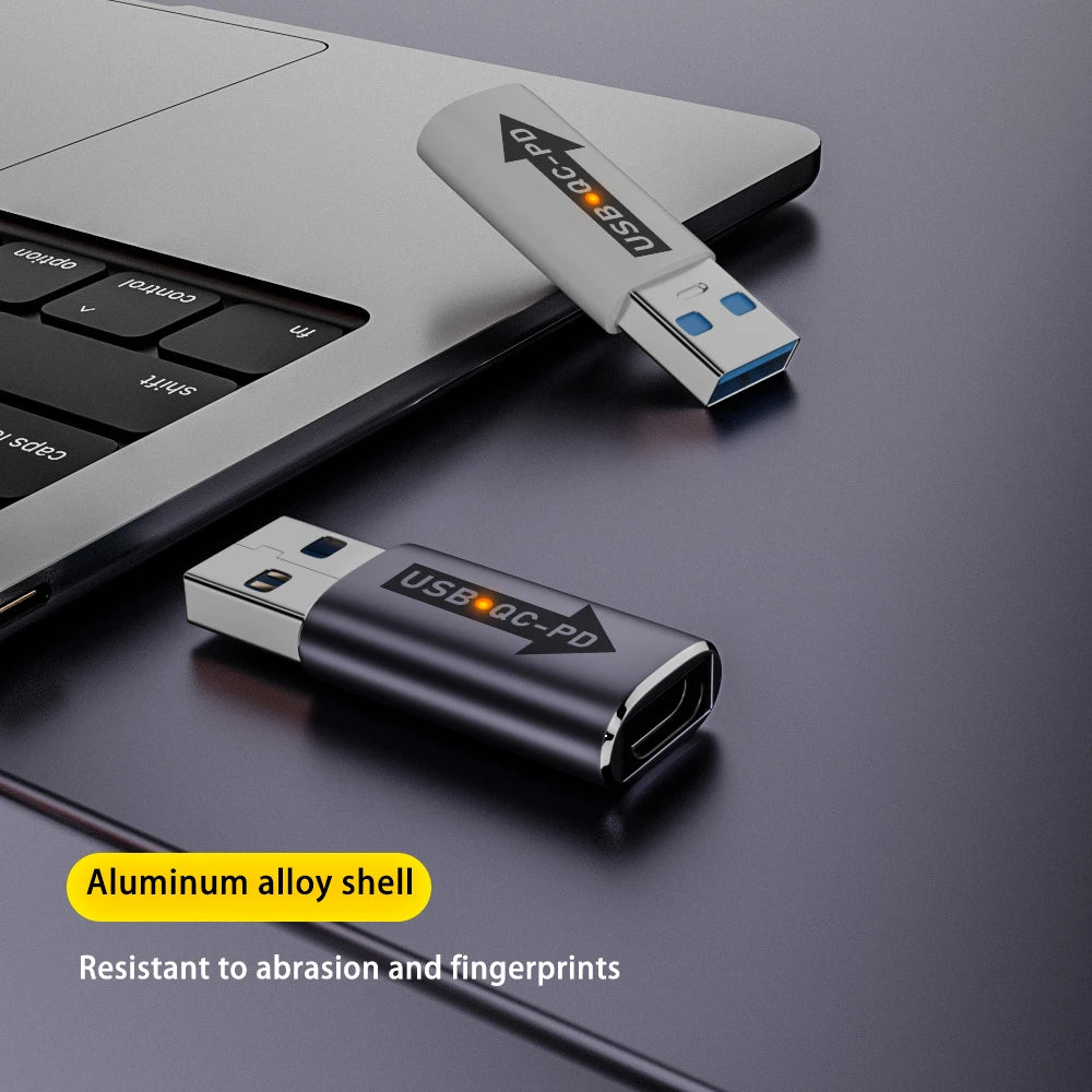 QC 4.0 USB 3.1 to PD Type-C Adapter – USB A to USB C Charger Converter, 10Gbps, 5V 3A for Laptop