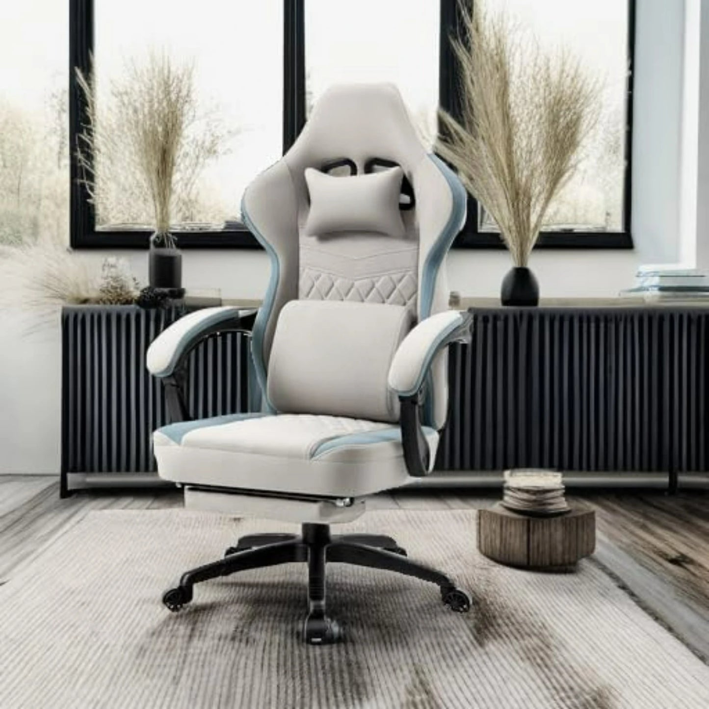 Grey Gaming Chair – Breathable Fabric Office Chair
