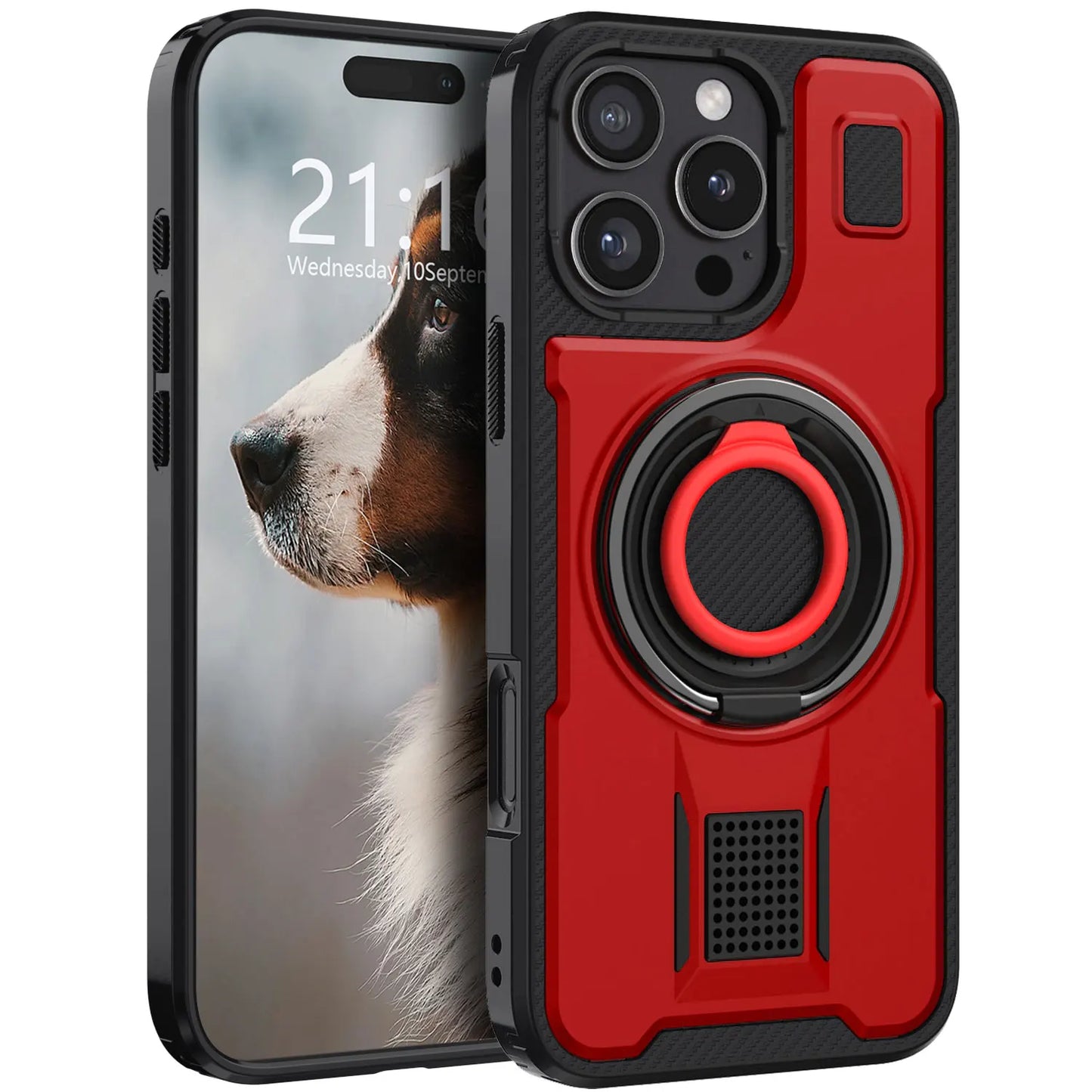 Red Hybrid Shockproof Phone Case for iPhone 16 / 16 Plus / 16 Pro / 16 Pro Max