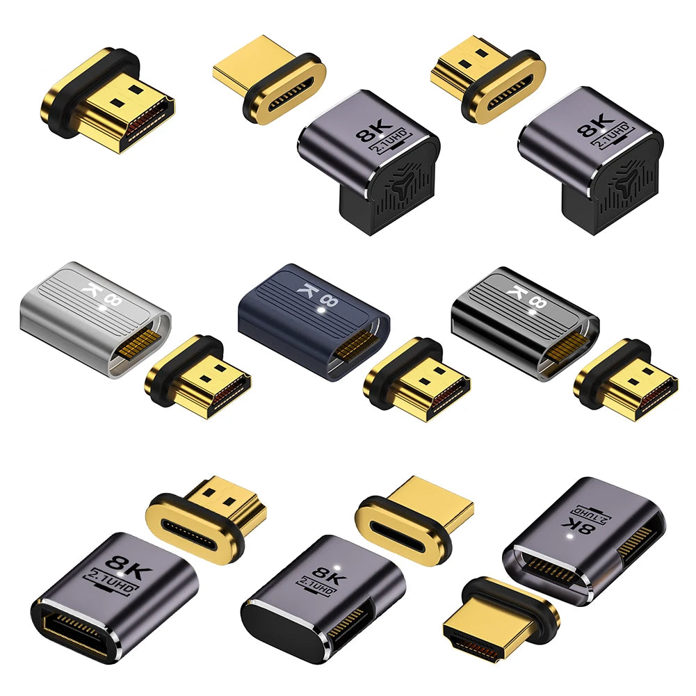 8K@60Hz HDMI-Compatible Magnetic Extension Adapter – 48Gbps Fast Charging & Data Converter, Male to Female